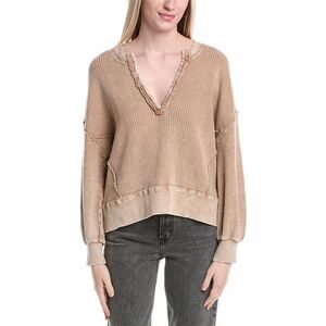 Labiz Womens Waffle Knit Dolman Pullover, Brown